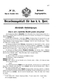 Kaiserlich-königliches Armee-Verordnungsblatt: Personal-Angelegenheiten 18741211 Seite: 1