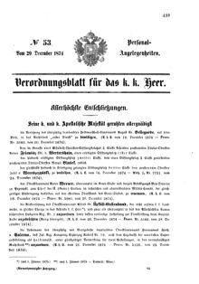 Kaiserlich-königliches Armee-Verordnungsblatt: Personal-Angelegenheiten 18741229 Seite: 1