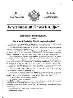 Kaiserlich-königliches Armee-Verordnungsblatt: Personal-Angelegenheiten 18750106 Seite: 1