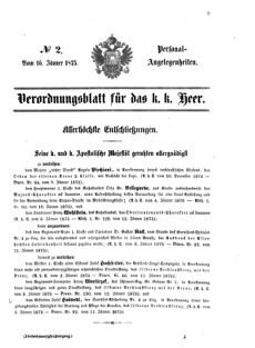 Kaiserlich-königliches Armee-Verordnungsblatt: Personal-Angelegenheiten 18750116 Seite: 1