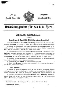 Kaiserlich-königliches Armee-Verordnungsblatt: Personal-Angelegenheiten 18750127 Seite: 1