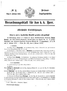 Kaiserlich-königliches Armee-Verordnungsblatt: Personal-Angelegenheiten 18750209 Seite: 1