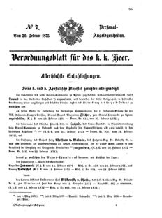 Kaiserlich-königliches Armee-Verordnungsblatt: Personal-Angelegenheiten 18750226 Seite: 1