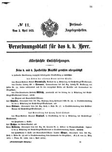 Kaiserlich-königliches Armee-Verordnungsblatt: Personal-Angelegenheiten 18750402 Seite: 1