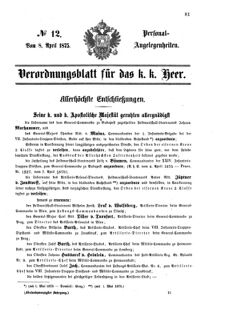 Kaiserlich-königliches Armee-Verordnungsblatt: Personal-Angelegenheiten 18750408 Seite: 1