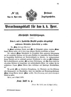 Kaiserlich-königliches Armee-Verordnungsblatt: Personal-Angelegenheiten 18750414 Seite: 1