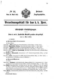 Kaiserlich-königliches Armee-Verordnungsblatt: Personal-Angelegenheiten 18750420 Seite: 1