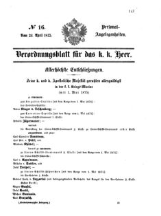 Kaiserlich-königliches Armee-Verordnungsblatt: Personal-Angelegenheiten 18750424 Seite: 1