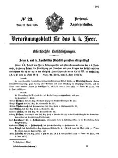 Kaiserlich-königliches Armee-Verordnungsblatt: Personal-Angelegenheiten 18750611 Seite: 1