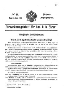 Kaiserlich-königliches Armee-Verordnungsblatt: Personal-Angelegenheiten 18750630 Seite: 1