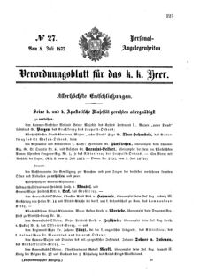 Kaiserlich-königliches Armee-Verordnungsblatt: Personal-Angelegenheiten 18750708 Seite: 1