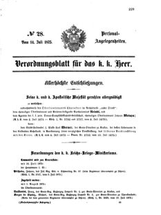 Kaiserlich-königliches Armee-Verordnungsblatt: Personal-Angelegenheiten 18750714 Seite: 1