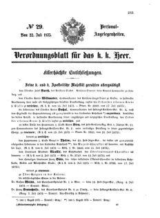 Kaiserlich-königliches Armee-Verordnungsblatt: Personal-Angelegenheiten 18750722 Seite: 1