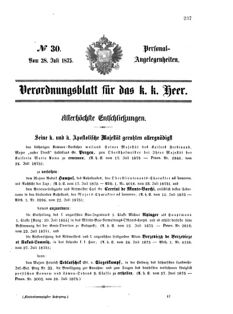 Kaiserlich-königliches Armee-Verordnungsblatt: Personal-Angelegenheiten 18750728 Seite: 1