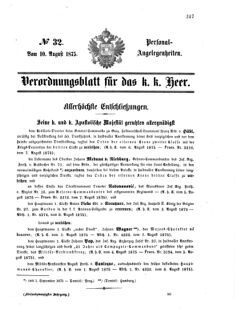 Kaiserlich-königliches Armee-Verordnungsblatt: Personal-Angelegenheiten 18750810 Seite: 1