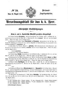 Kaiserlich-königliches Armee-Verordnungsblatt: Personal-Angelegenheiten 18750829 Seite: 1