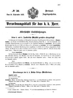 Kaiserlich-königliches Armee-Verordnungsblatt: Personal-Angelegenheiten 18750918 Seite: 1