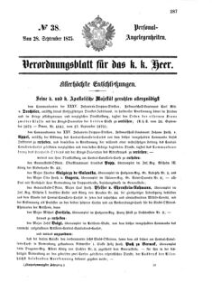 Kaiserlich-königliches Armee-Verordnungsblatt: Personal-Angelegenheiten 18750928 Seite: 1