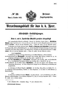 Kaiserlich-königliches Armee-Verordnungsblatt: Personal-Angelegenheiten 18751002 Seite: 1