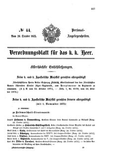 Kaiserlich-königliches Armee-Verordnungsblatt: Personal-Angelegenheiten 18751026 Seite: 1