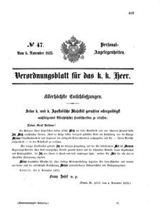 Kaiserlich-königliches Armee-Verordnungsblatt: Personal-Angelegenheiten 18751106 Seite: 1