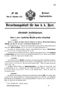 Kaiserlich-königliches Armee-Verordnungsblatt: Personal-Angelegenheiten 18751127 Seite: 1