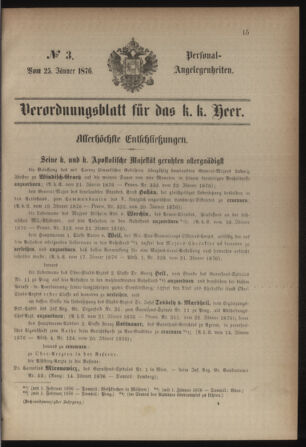 Kaiserlich-königliches Armee-Verordnungsblatt: Personal-Angelegenheiten 18760125 Seite: 1