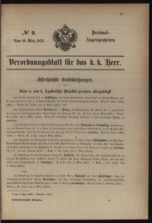 Kaiserlich-königliches Armee-Verordnungsblatt: Personal-Angelegenheiten