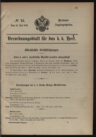 Kaiserlich-königliches Armee-Verordnungsblatt: Personal-Angelegenheiten 18760613 Seite: 1