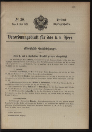 Kaiserlich-königliches Armee-Verordnungsblatt: Personal-Angelegenheiten 18760704 Seite: 1