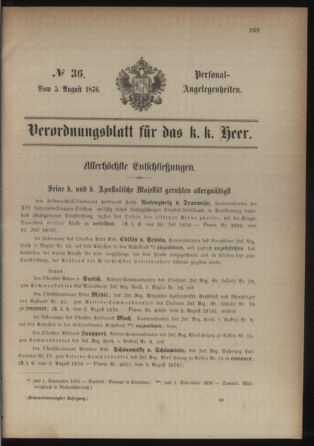 Kaiserlich-königliches Armee-Verordnungsblatt: Personal-Angelegenheiten 18760805 Seite: 1