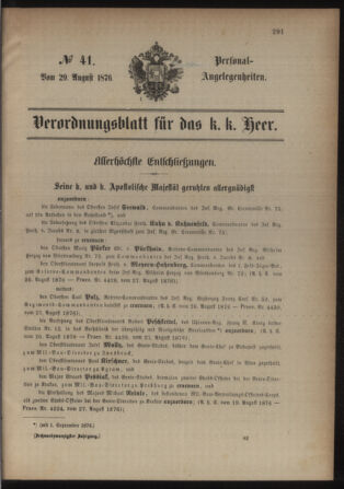 Kaiserlich-königliches Armee-Verordnungsblatt: Personal-Angelegenheiten