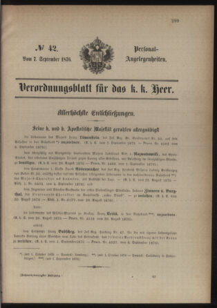 Kaiserlich-königliches Armee-Verordnungsblatt: Personal-Angelegenheiten 18760907 Seite: 1