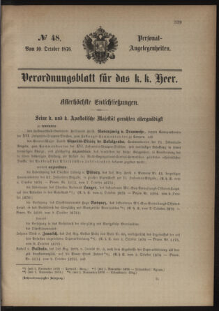 Kaiserlich-königliches Armee-Verordnungsblatt: Personal-Angelegenheiten 18761010 Seite: 1