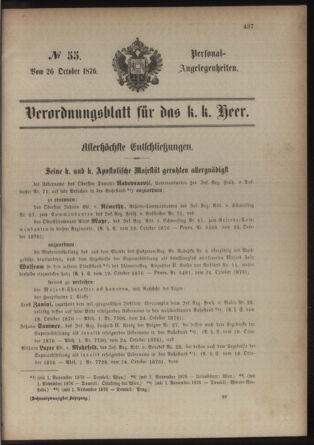 Kaiserlich-königliches Armee-Verordnungsblatt: Personal-Angelegenheiten 18761026 Seite: 61