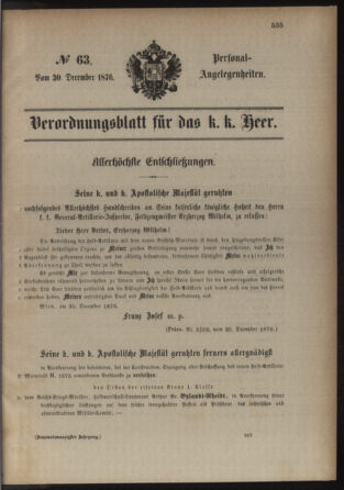 Kaiserlich-königliches Armee-Verordnungsblatt: Personal-Angelegenheiten 18761230 Seite: 1