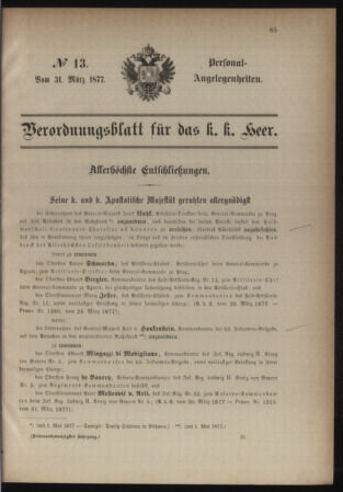 Kaiserlich-königliches Armee-Verordnungsblatt: Personal-Angelegenheiten