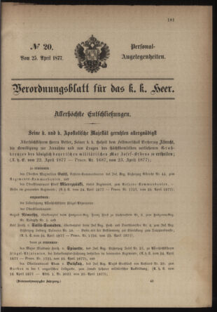 Kaiserlich-königliches Armee-Verordnungsblatt: Personal-Angelegenheiten 18770425 Seite: 67