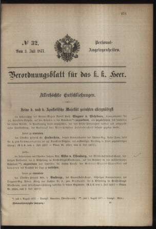 Kaiserlich-königliches Armee-Verordnungsblatt: Personal-Angelegenheiten