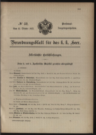 Kaiserlich-königliches Armee-Verordnungsblatt: Personal-Angelegenheiten