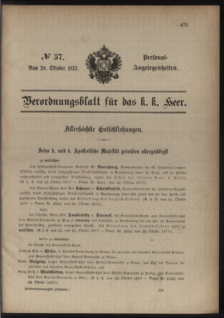 Kaiserlich-königliches Armee-Verordnungsblatt: Personal-Angelegenheiten 18771028 Seite: 57