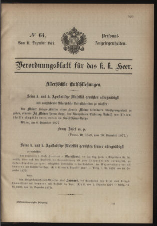 Kaiserlich-königliches Armee-Verordnungsblatt: Personal-Angelegenheiten 18771211 Seite: 1