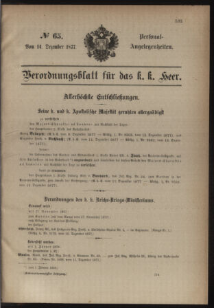 Kaiserlich-königliches Armee-Verordnungsblatt: Personal-Angelegenheiten