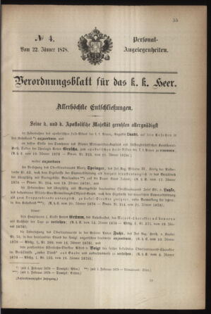 Kaiserlich-königliches Armee-Verordnungsblatt: Personal-Angelegenheiten 18780122 Seite: 1