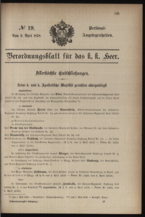 Kaiserlich-königliches Armee-Verordnungsblatt: Personal-Angelegenheiten 18780409 Seite: 1