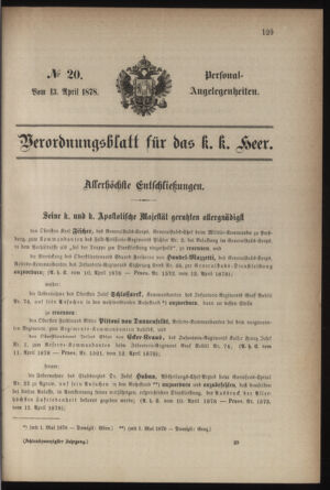 Kaiserlich-königliches Armee-Verordnungsblatt: Personal-Angelegenheiten 18780413 Seite: 1