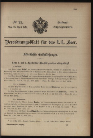 Kaiserlich-königliches Armee-Verordnungsblatt: Personal-Angelegenheiten 18780425 Seite: 61