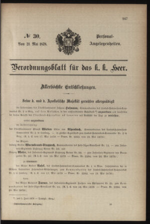 Kaiserlich-königliches Armee-Verordnungsblatt: Personal-Angelegenheiten 18780521 Seite: 1