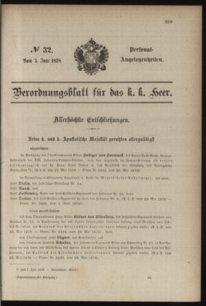 Kaiserlich-königliches Armee-Verordnungsblatt: Personal-Angelegenheiten 18780603 Seite: 1