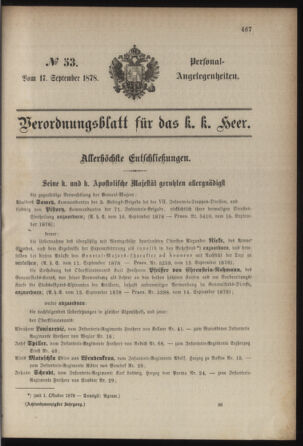 Kaiserlich-königliches Armee-Verordnungsblatt: Personal-Angelegenheiten 18780917 Seite: 49